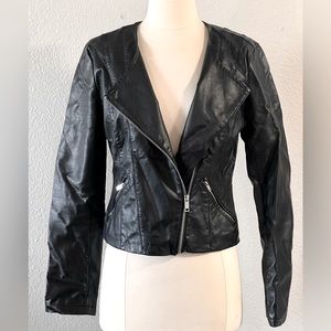 Black PU Leather Moto Jacket